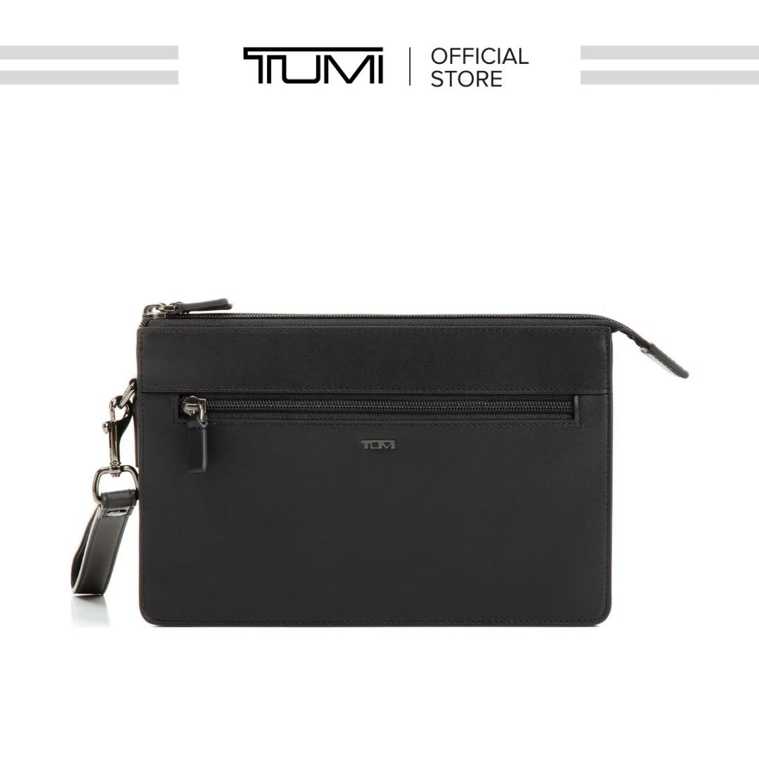 TUMI - Double Zip Clutch - Black Smooth