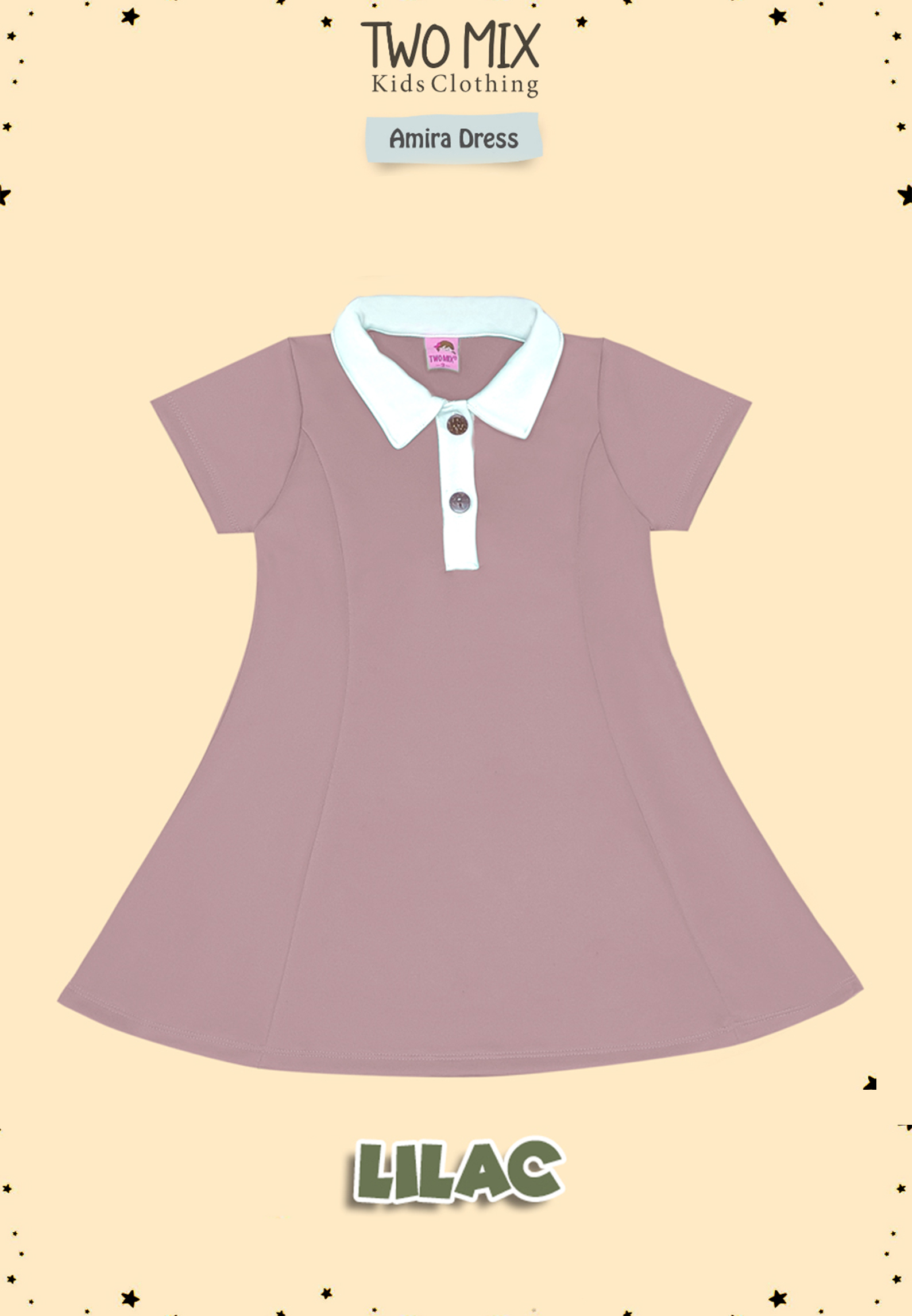 Two Mix - Dress Anak Perempuan - Baju Dress Anak Cewek - Amira Dress 1-8 Tahun 4372 Lilac