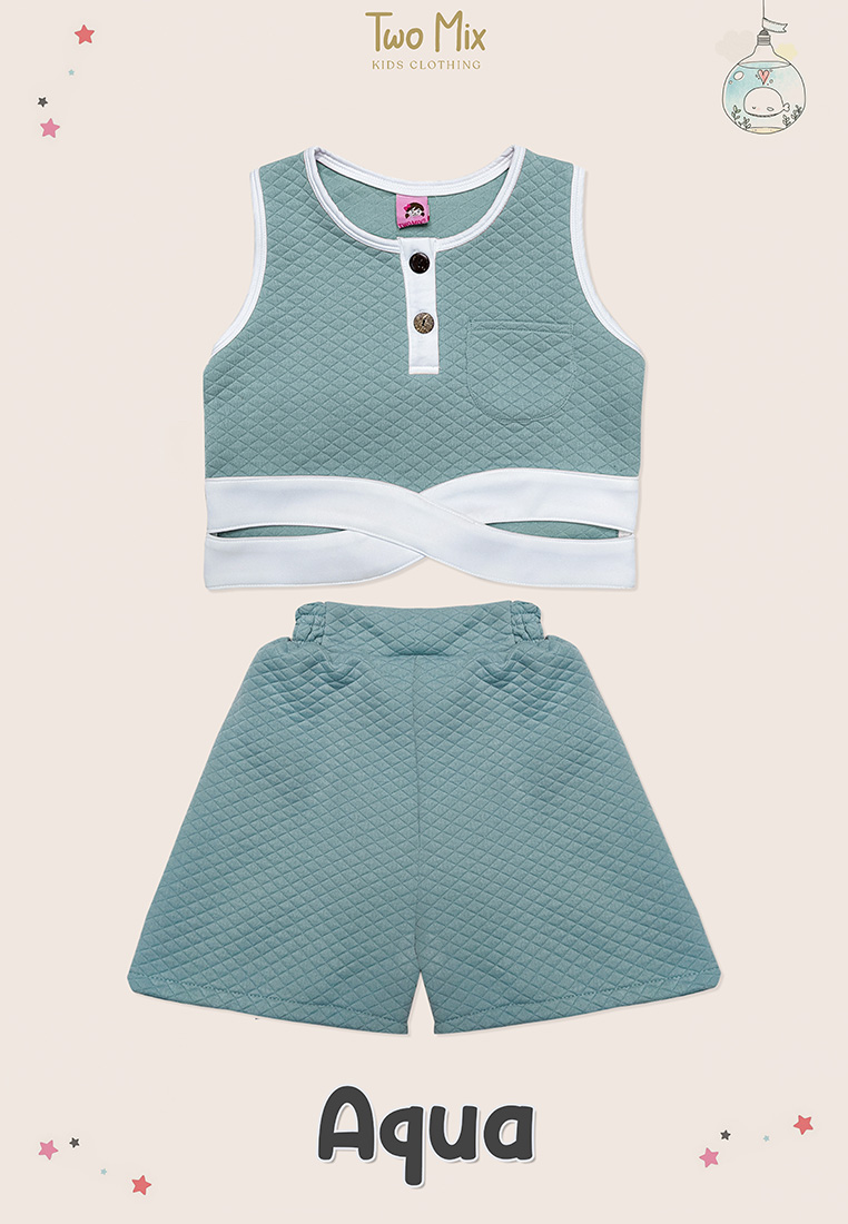 Two Mix - Bonita Set Setelan Anak Perempuan Fashion - One Set Anak Cewek Lucu 1-6 Tahun 4381 Aqua