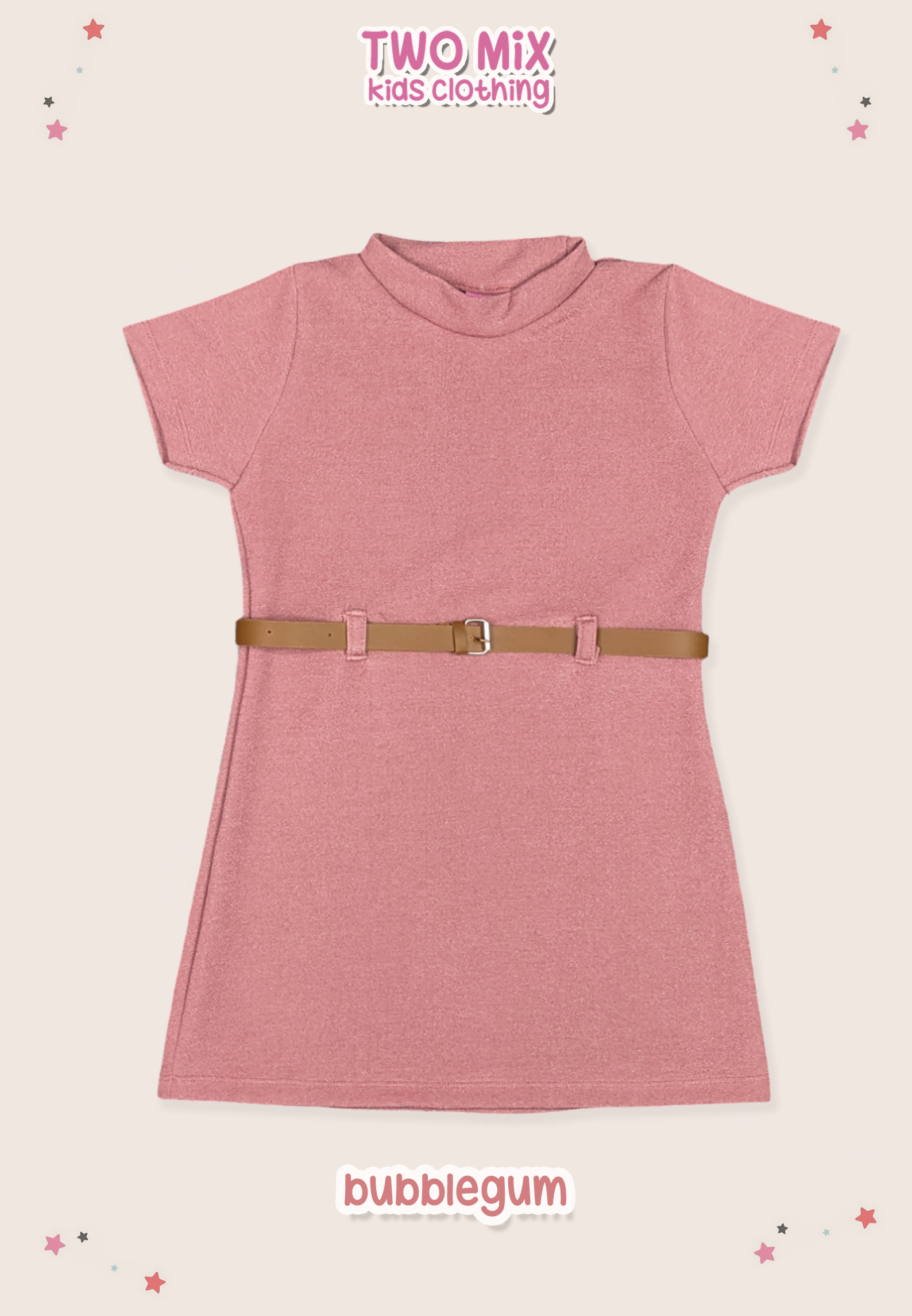 Two Mix - Baju Gloria Dress Anak Perempuan Kasual 1-8 Tahun 4409 Bubble Gum