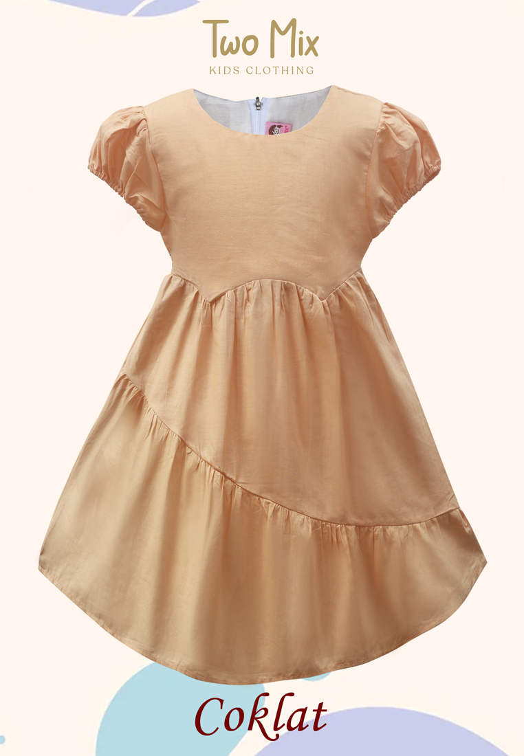 Two Mix Daster Dress Anak Perempuan 2023 - Baju Daster Anak Cewek 1-12 Tahun 4354 Coklat