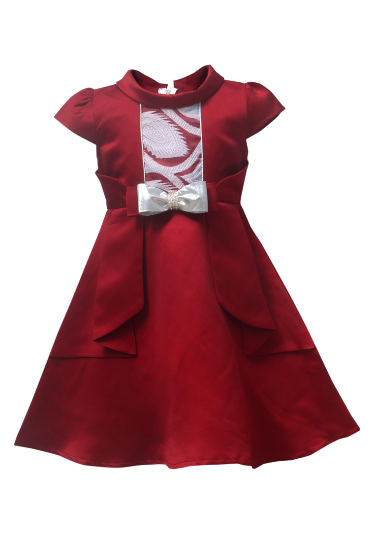Two Mix Dress Anak Pesta Bahan Satin Y859