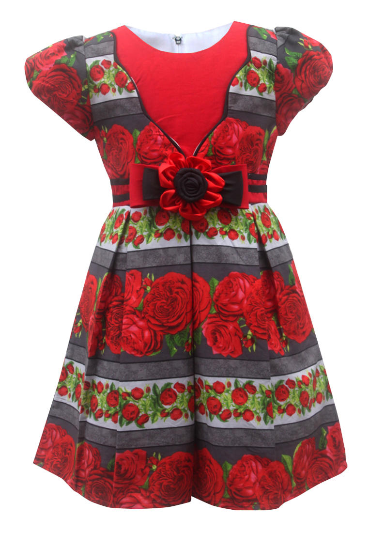 Two Mix Dress Anak Perempuan Motif Bunga Cantik - Baju Anak Perempuan 3988