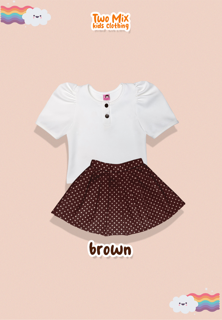 Two Mix - Setelan Anak Perempuan - Stelan Rok Anak Cewek 1-6 Tahun 4377 Brown
