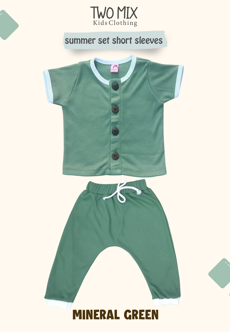 Two Mix - One Set Outfit Setelan Baju Bayi Anak Laki-Laki / Perempuan Celana Panjang 0 6 12 Bulan - 