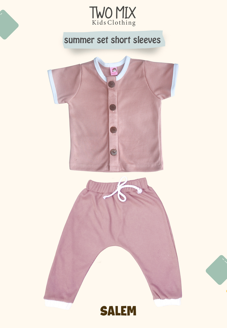 Two Mix - One Set Outfit Setelan Baju Bayi Anak Laki-Laki / Perempuan Celana Panjang 0 6 12 Bulan - 
