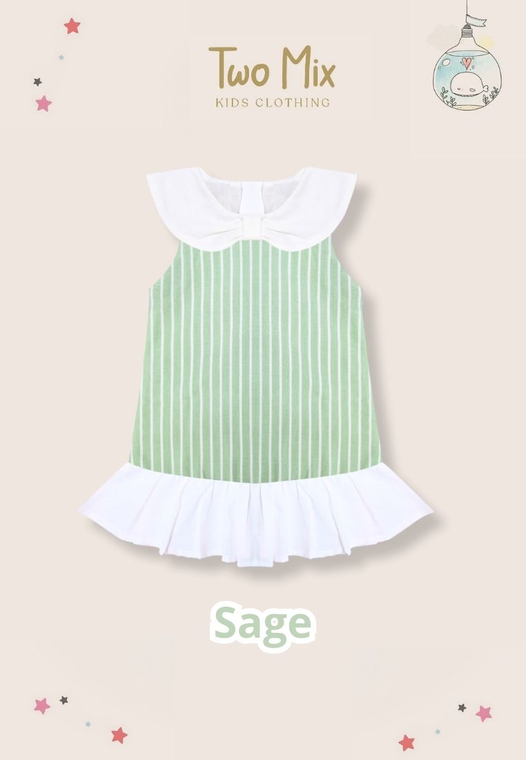 Two Mix - Outfit Baju Rania Dress Anak Perempuan Cantik Katun 1-8 Tahun 4405 Sage