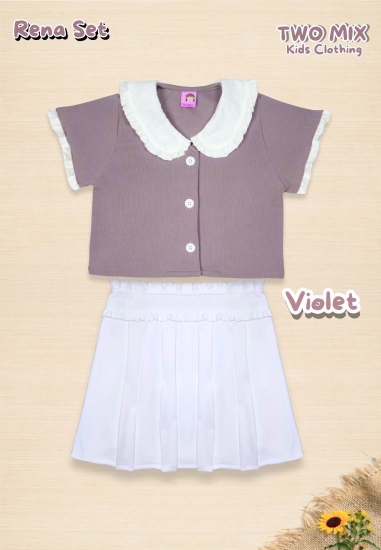 Two Mix - Rena Set - One Set Anak Cewek - Setelan Anak Korean Style 1-6 Tahun 4416 Violet