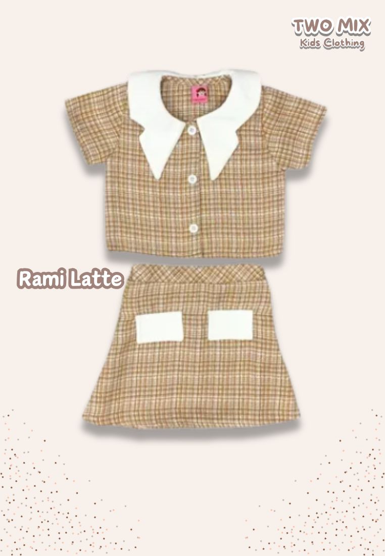 Two Mix - Mariposa Set Setelan Baju Anak Perempuan Korean Style 1-12 Tahun 4402 Rami Latte