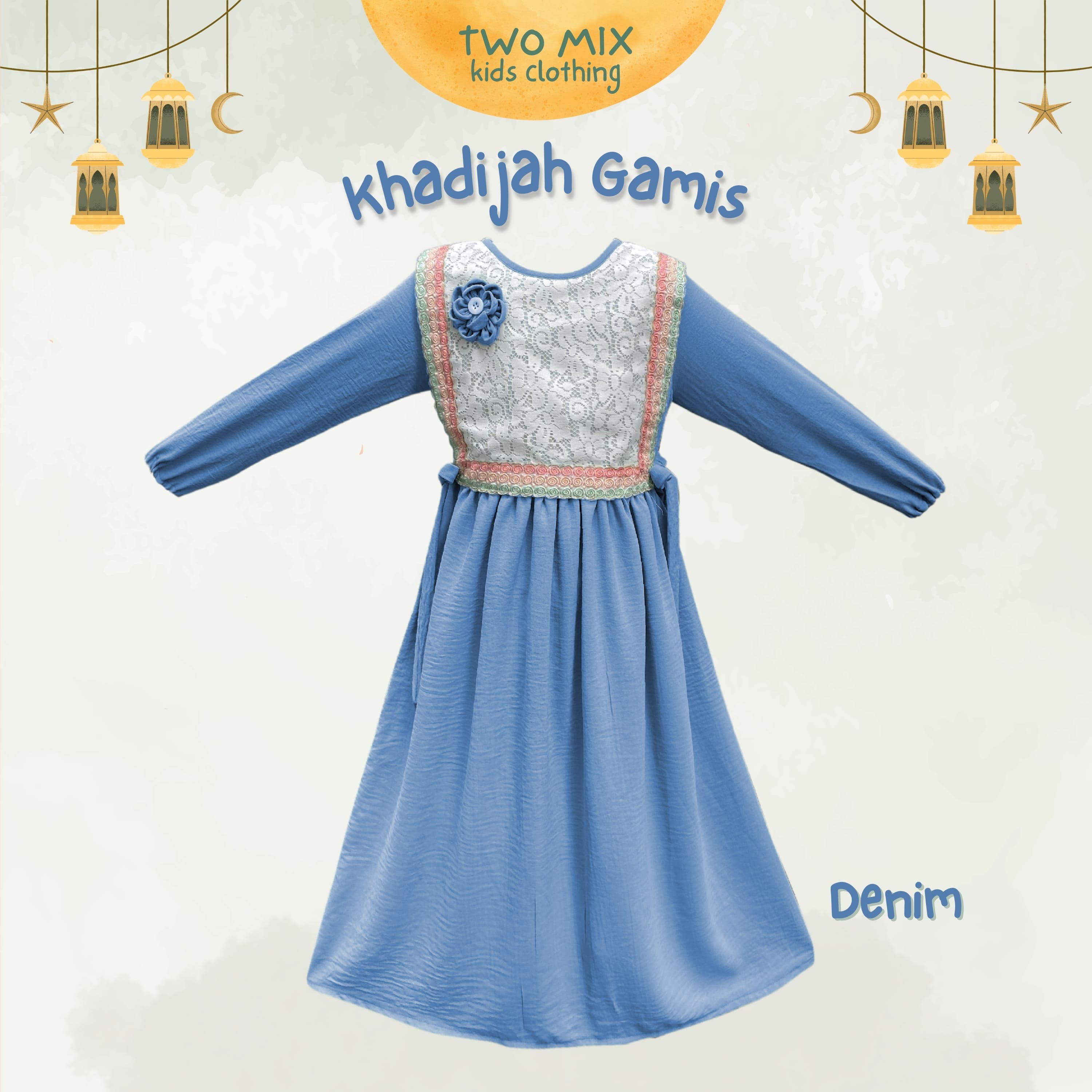 Two Mix - Raya Collection 2025 - Khadijah Baju Gamis Anak Muslim Perempuan Lebaran 1-14 Tahun 4431 D
