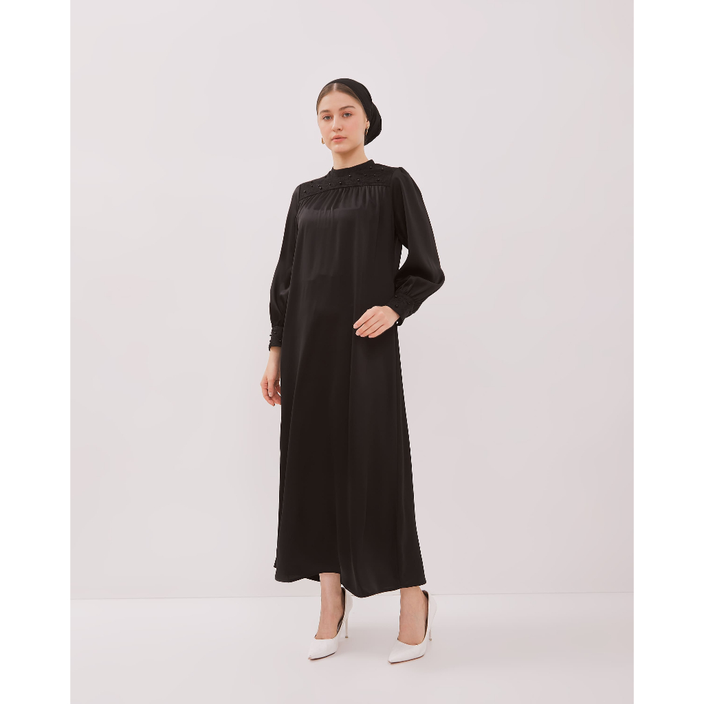 Urban Exchange Gamis Catrine Black - Long Dress Abaya Hitam Muslimah Lebaran