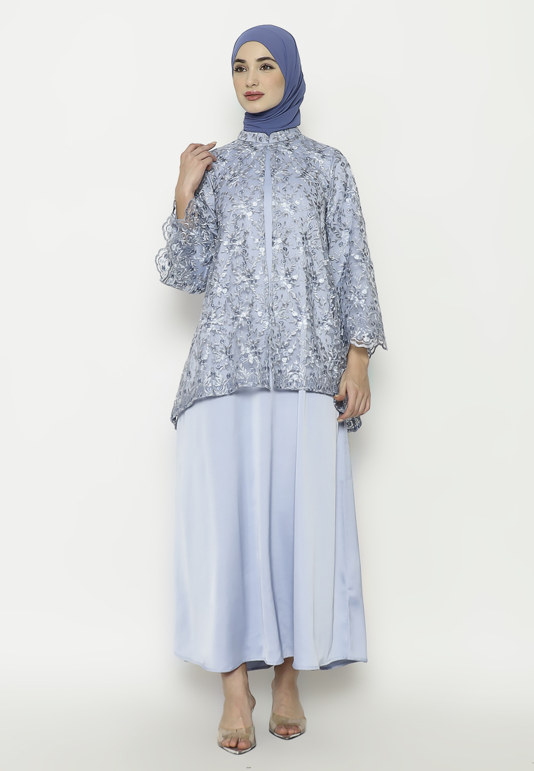 Urban Exchange Catya Gamis Blue - Gamis Brokat Premium Warna Blue