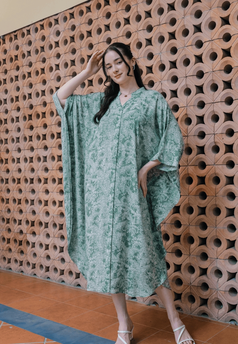 Urban Exchange Misha Kaftan Green - Gamis Kaftan Rayon