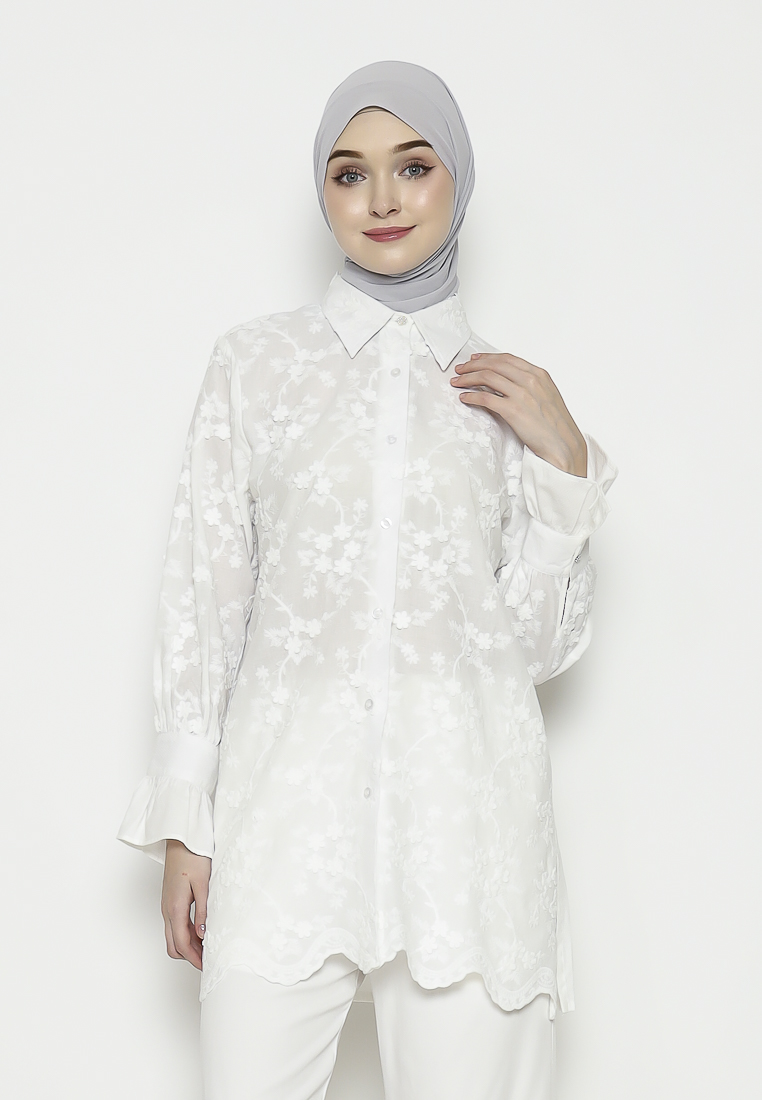 Urban Exchange Indira White Tunik - Atasan Kemeja Tunik Putih Warna White