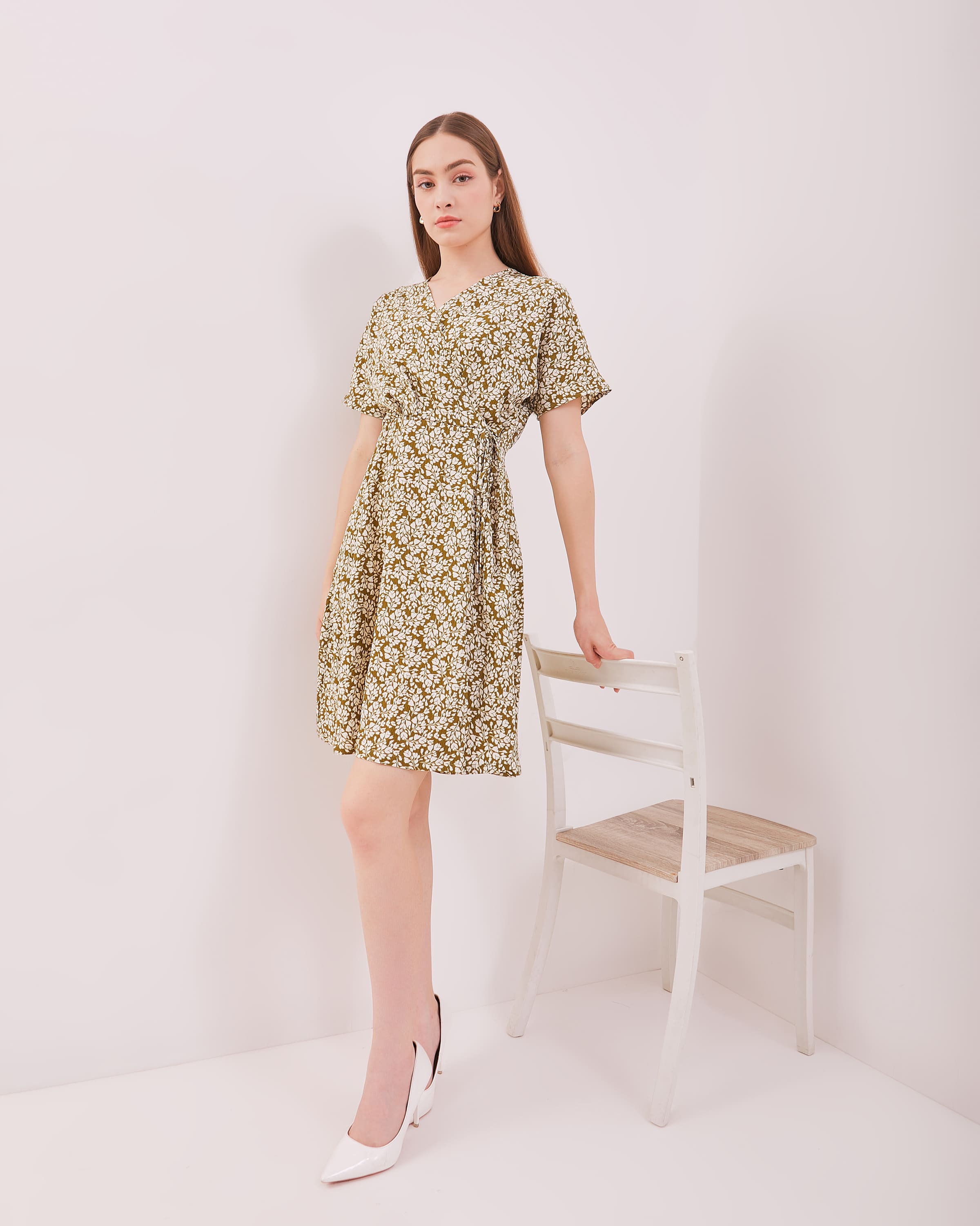 Urban Exchange Josie Dress Green - Printed Dress Green Korean Style
