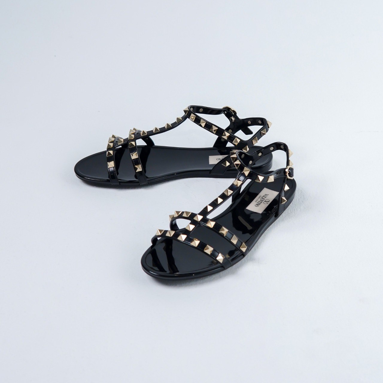 Valentino Garavani Sandal VALENTINO ROCKSTUD STRAP ANKLE JELLY BLACK 100% ORIGINAL