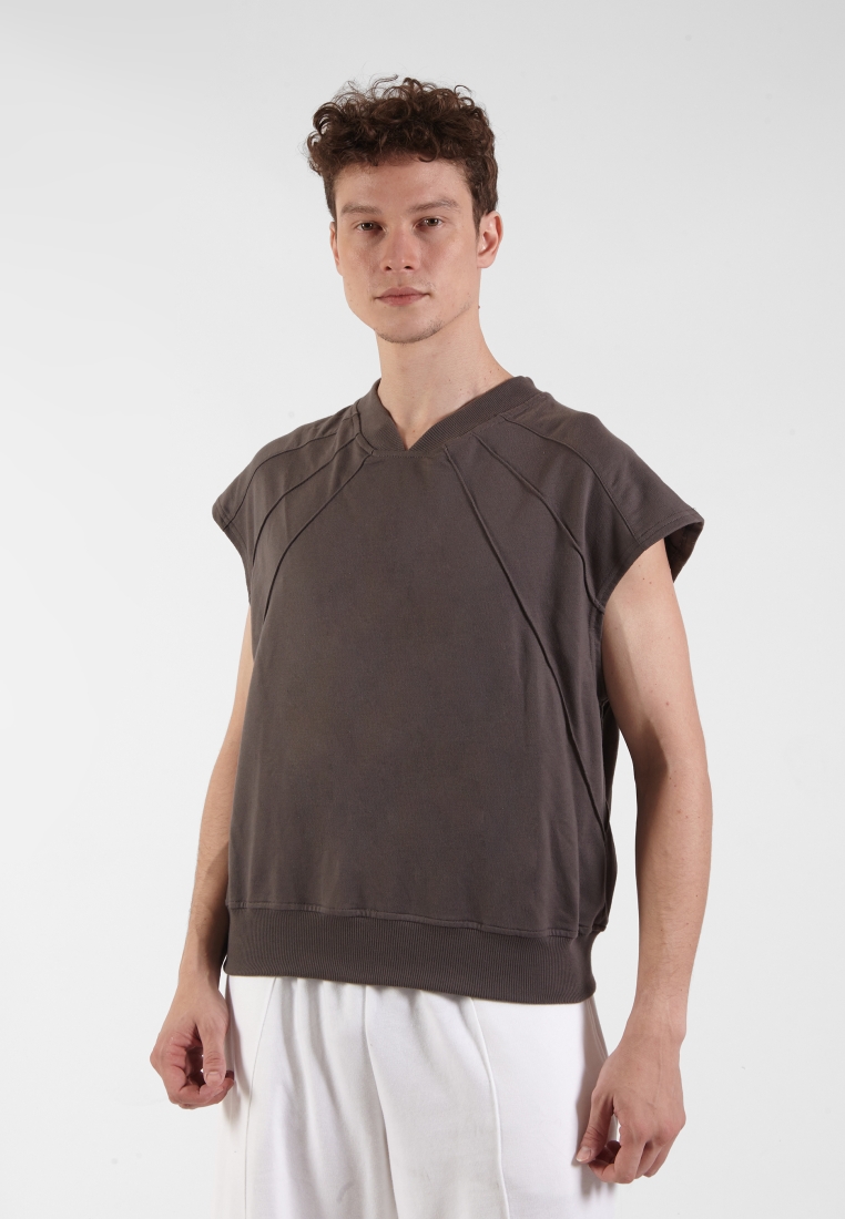 VEDECI X OCWA SAINT OVERSIZED SLEEVELESS TOP ASH GREY
