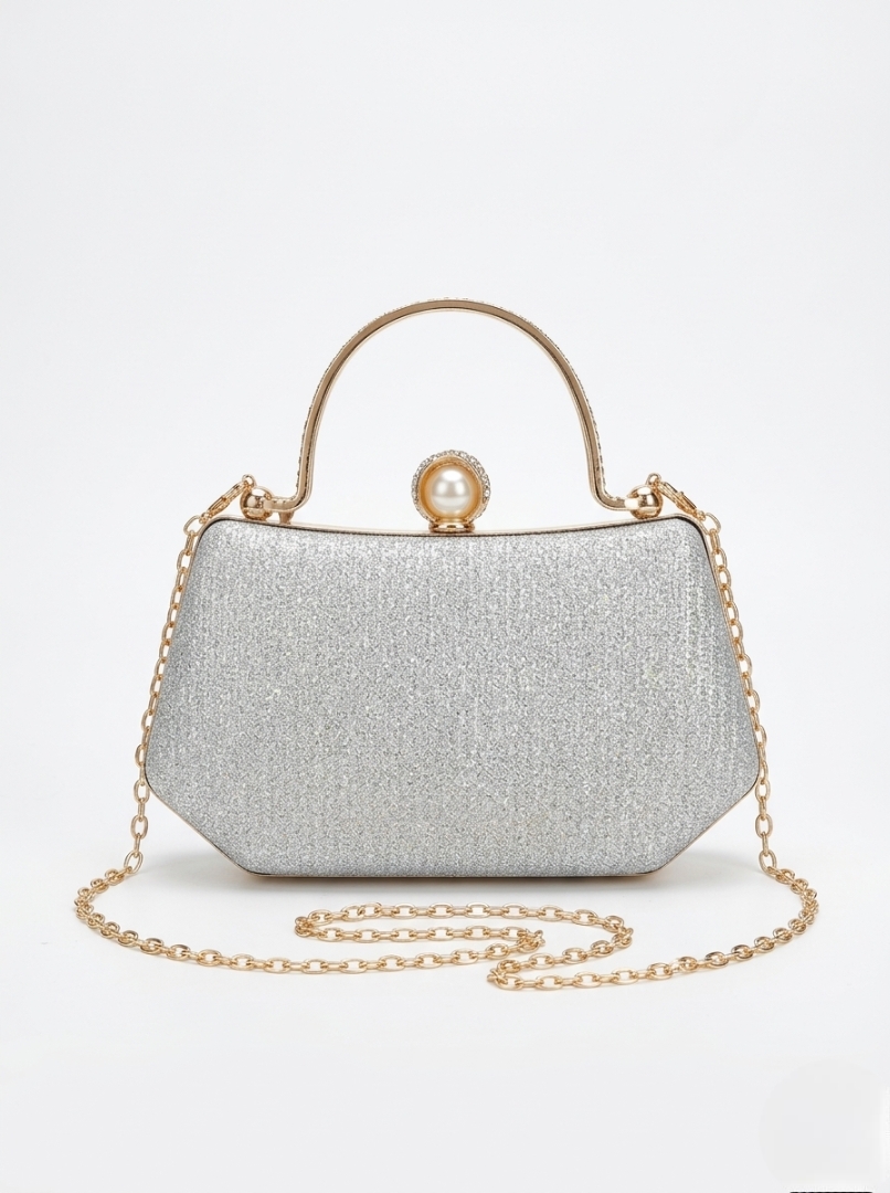 Vedlyn Luvia Tas Pesta Wanita Clutch Simple Elegan – Silver