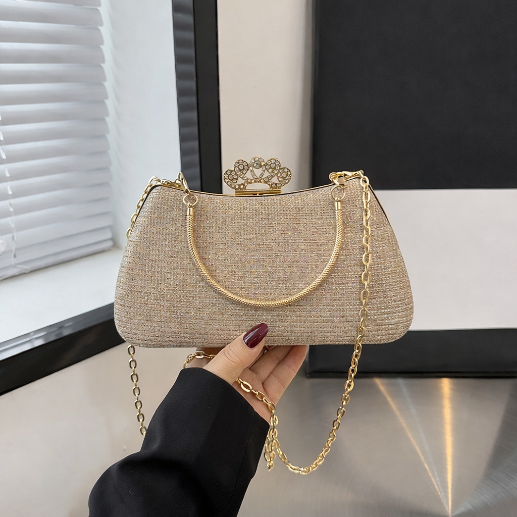 Vedlyn Giana Tas Pesta Clutch Gliter Mewah Wanita – Gold