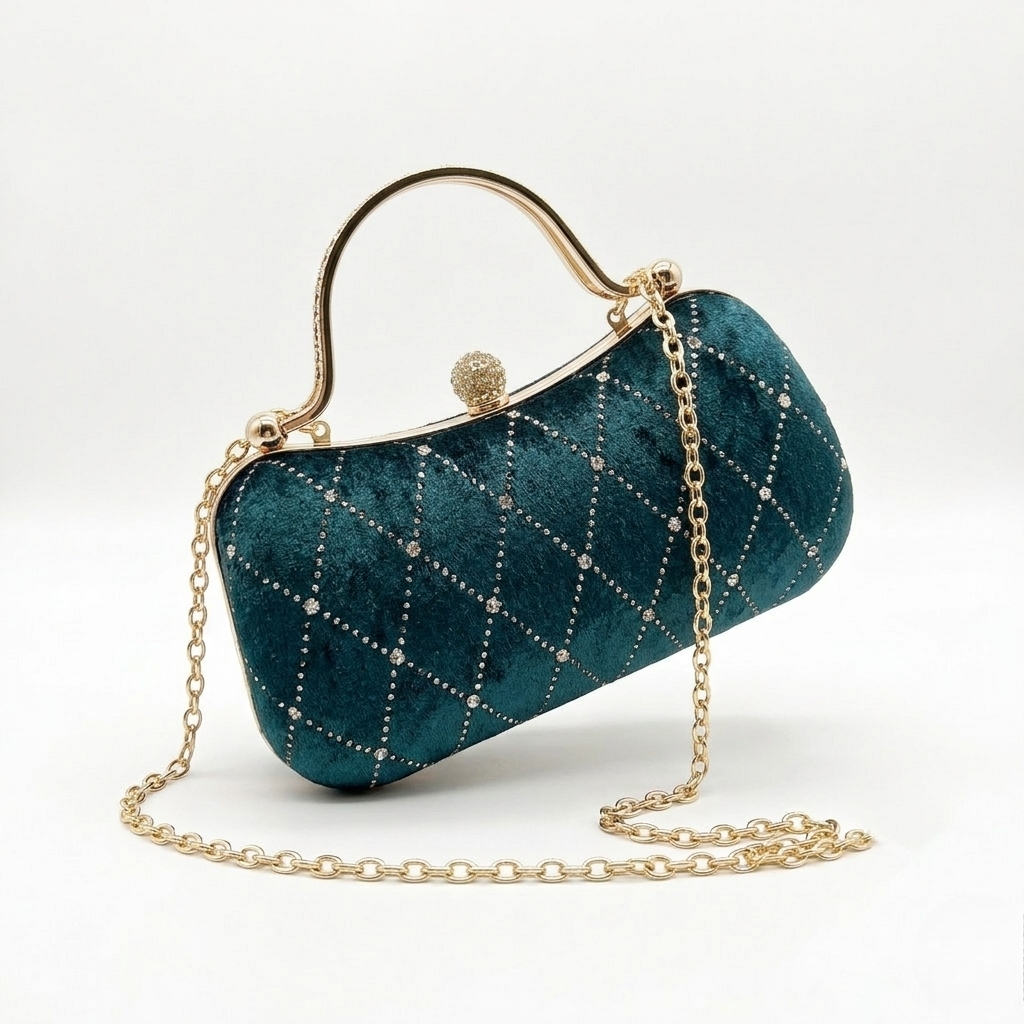 Vedlyn Scarlett Tas Pesta Wanita Clutch Beludru Elegan – Green