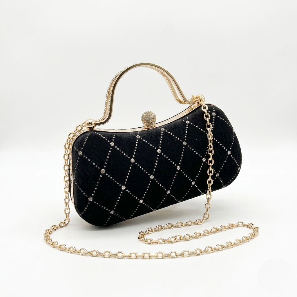 Vedlyn Scarlett Tas Pesta Wanita Clutch Beludru Elegan – Black