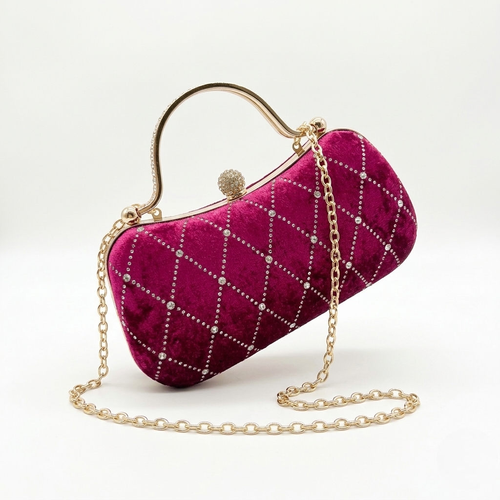 Vedlyn Scarlett Tas Pesta Wanita Clutch Beludru Elegan – Red