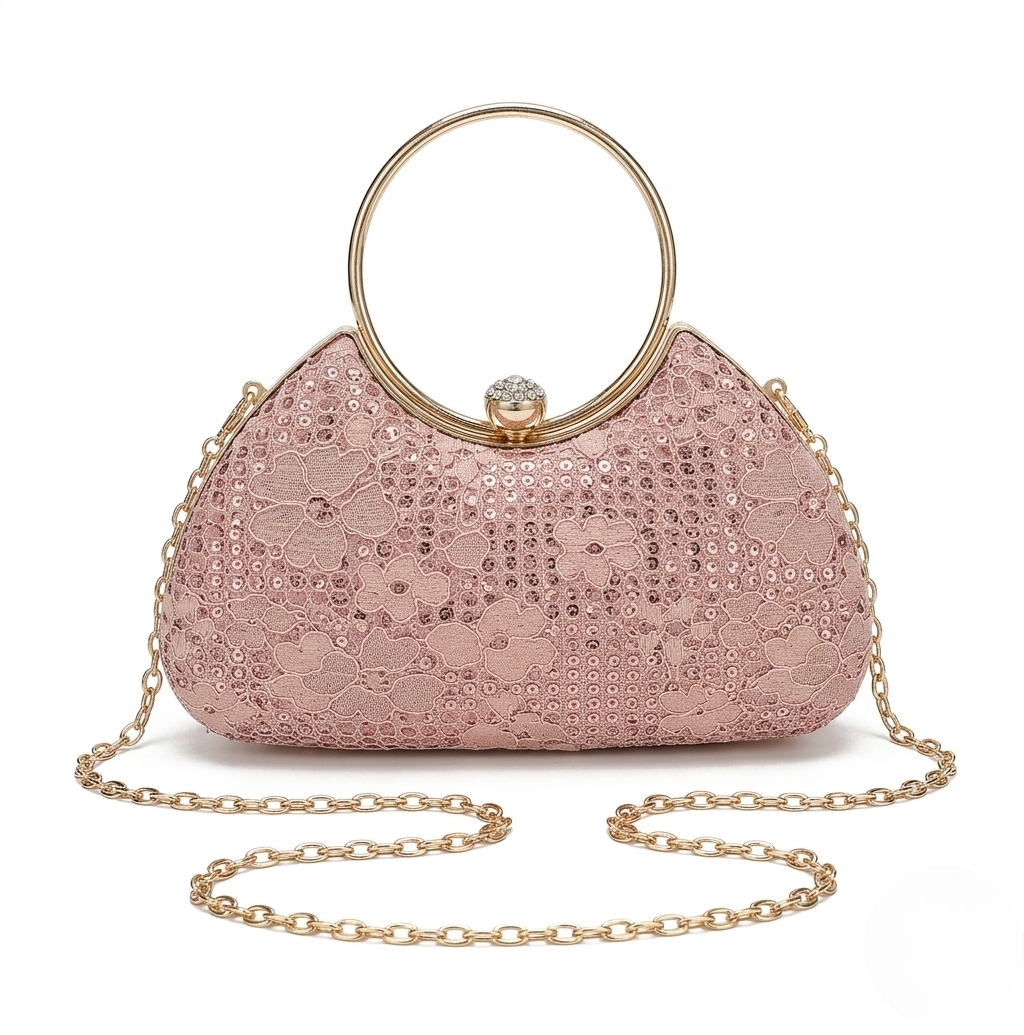Vedlyn Mirella Tas Pesta Wanita Clutch Brokat Stylish – Pink