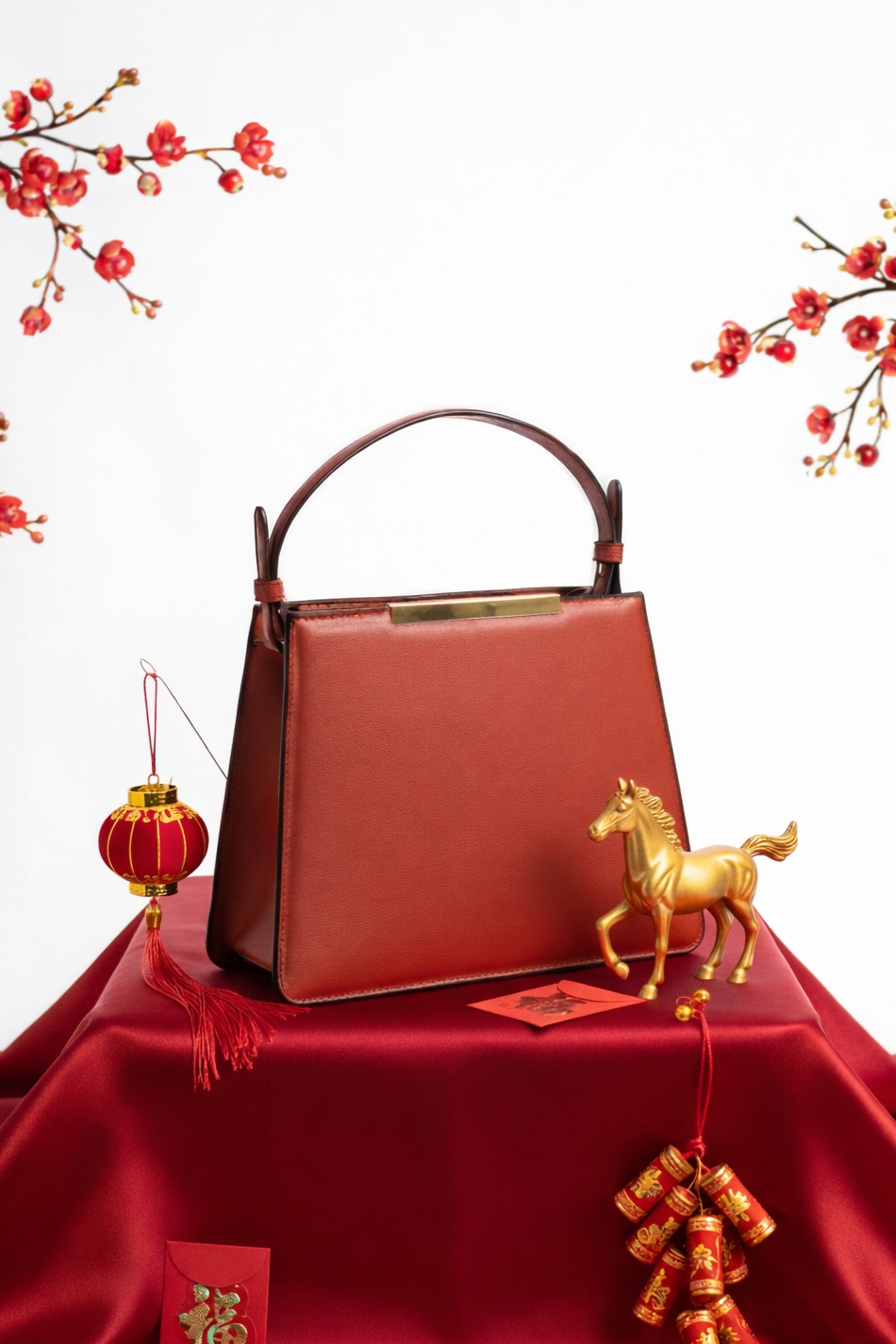 Vedlyn Kate T small Special Chinese Edition tas wanita hand bag dan selempang - Maroon Resleting