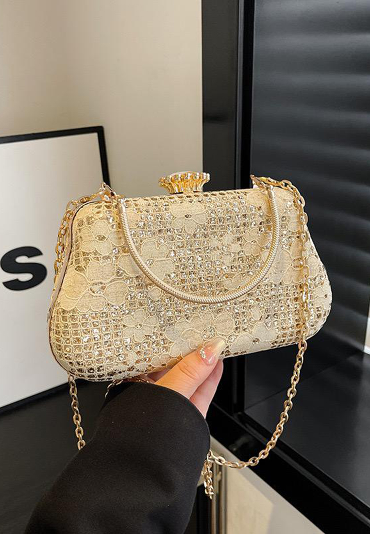 Vedlyn Clarisse Tas Pesta Wanita Clutch Brokat Stylish – Gold
