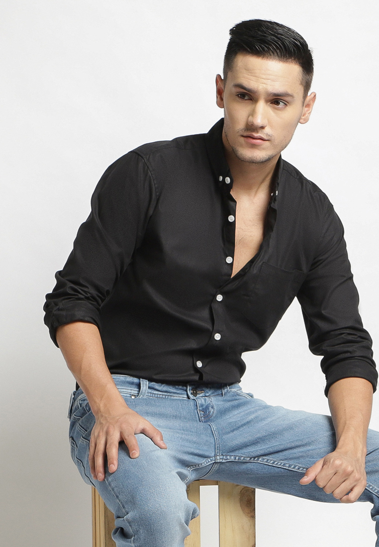 VENGOZ Black Carbon Oxford Shirt