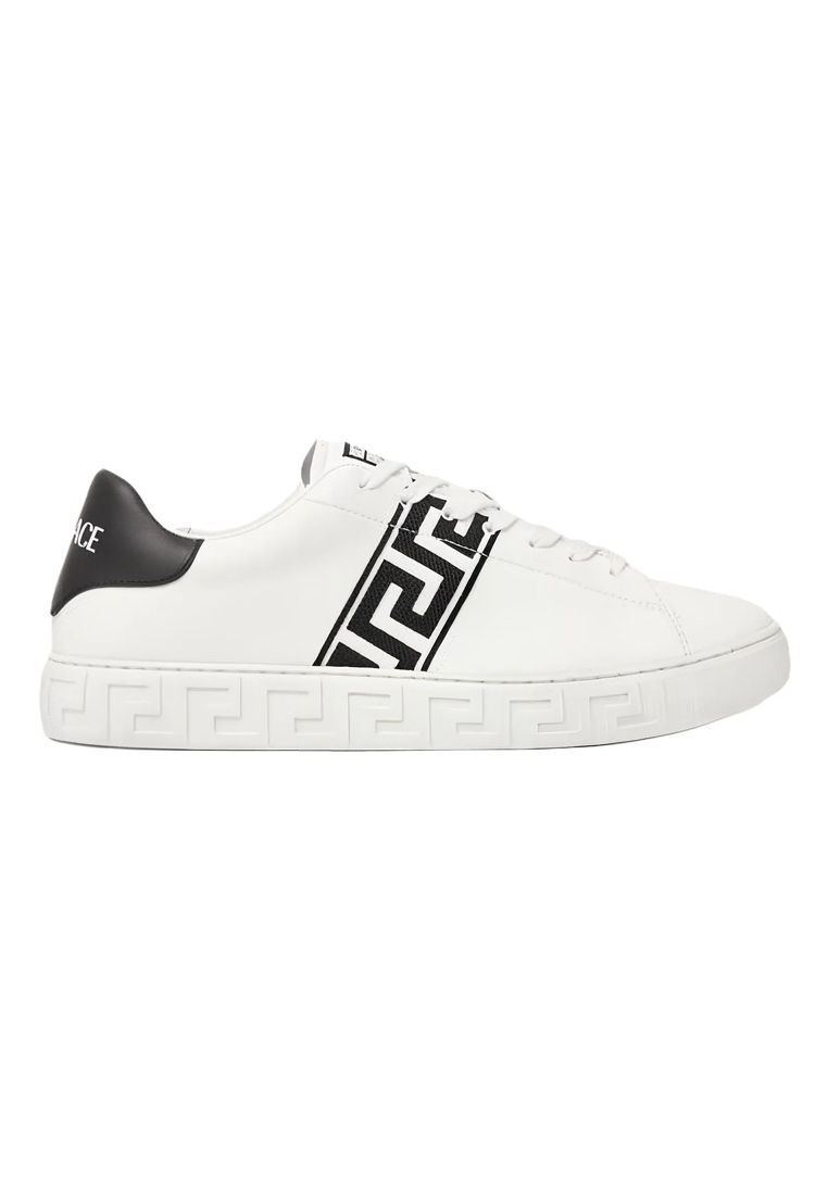 VERSACE Men's Sneakers With Greca Embroidered Lace-Up In White 10144601A00776 2W020