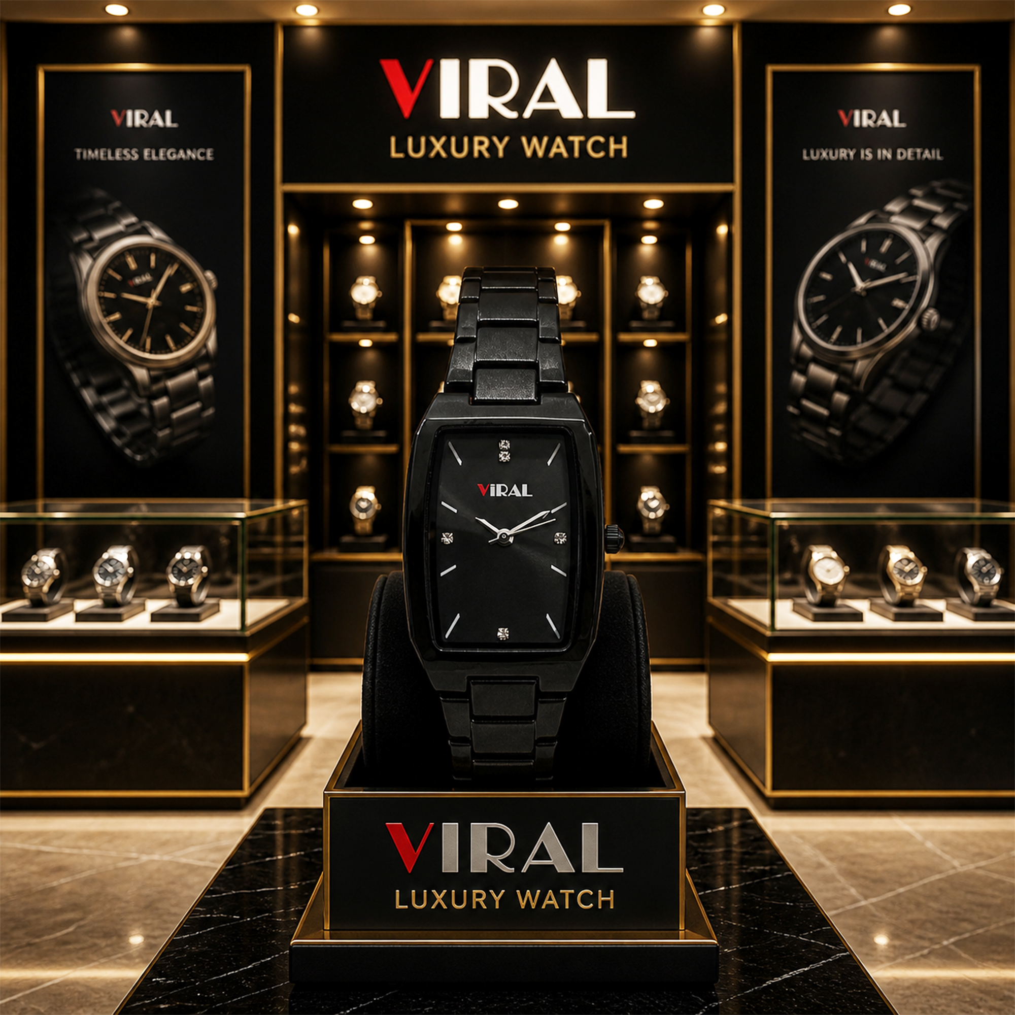 Viral - Jam Tangan Analog Wanita - Black - Zinc Alloy Case & Band - VR-002L