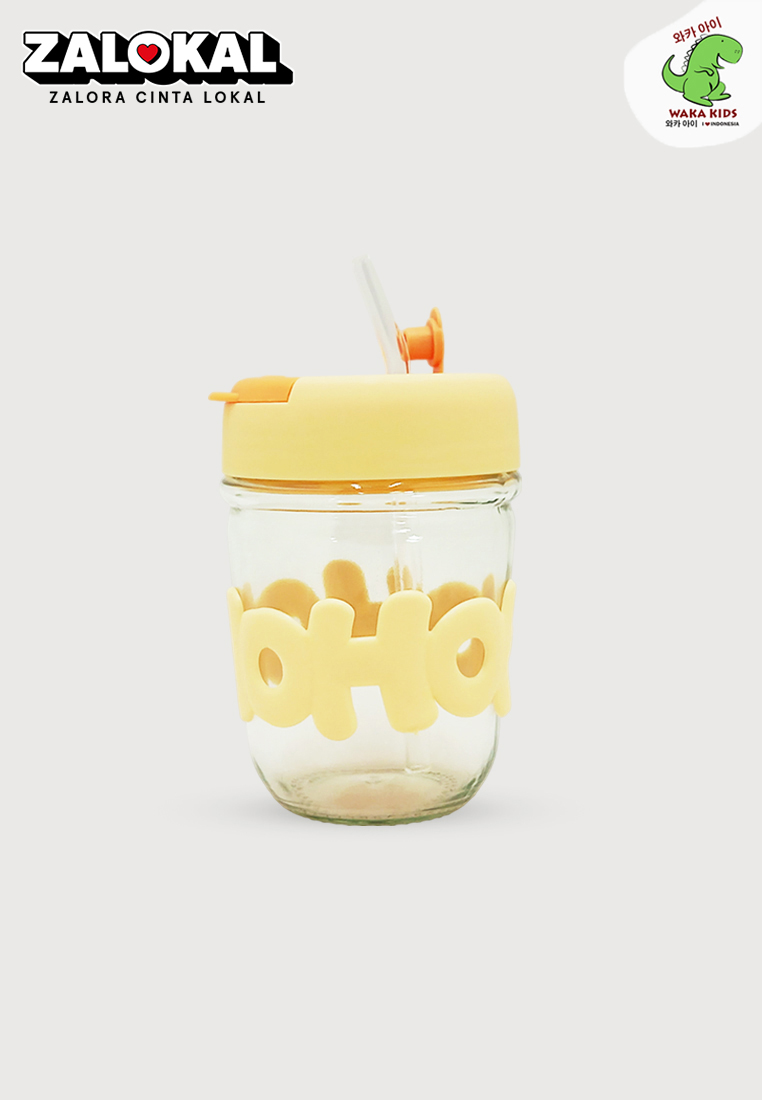 Wakakids Botol Minum Gelas Kaca Tumbler Cup Aesthetic Motif Hoho Free Sedotan Kaca 350ml Venjr Kunin