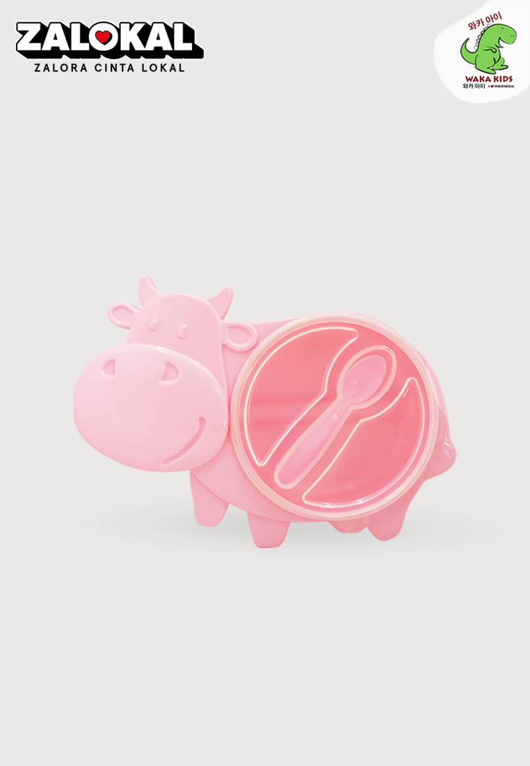 Wakakids Kotak Makan Mini Plastik Bentuk Karakter Sapi Lunch Box Cow Hadiah Souvenir Venrc Pink