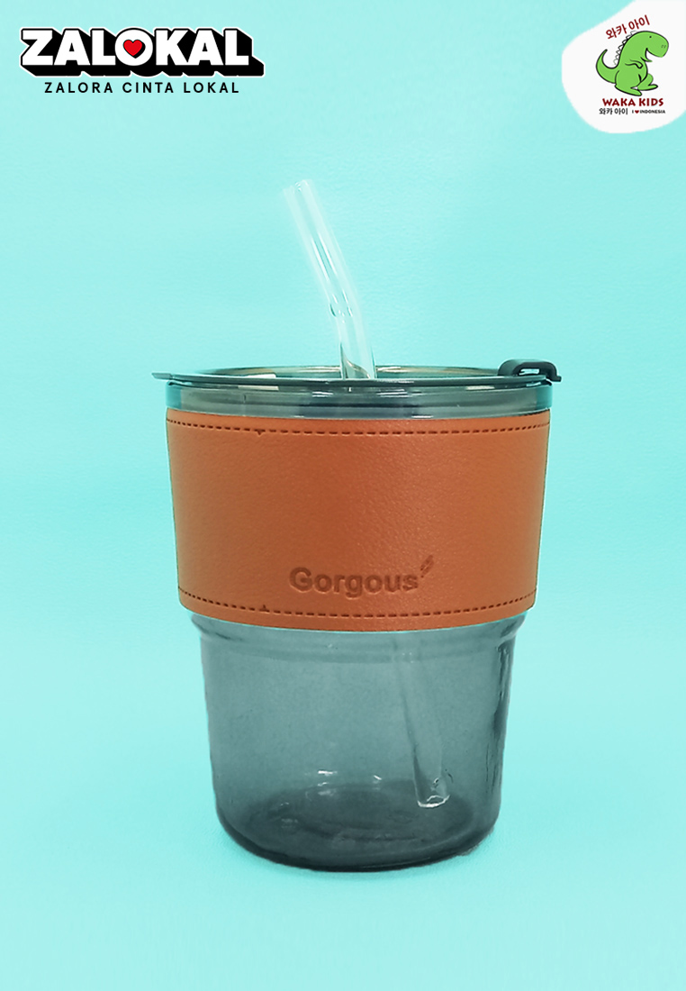 Wakakids Botol Gelas Minum Kaca Minimalis Transparan Coffee Cup Aesthetic Georgous Free Sedotan 400m