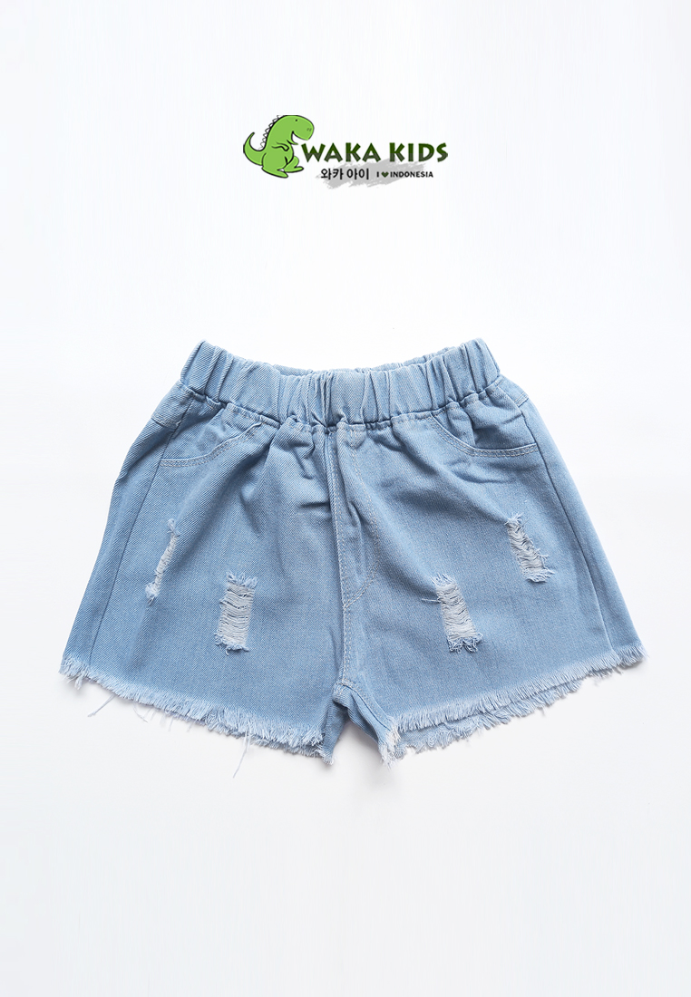 Wakakids Celana Jeans Pendek Rawis Hotpants Ripped Jeans Sobek Basic Polos 060 Vench