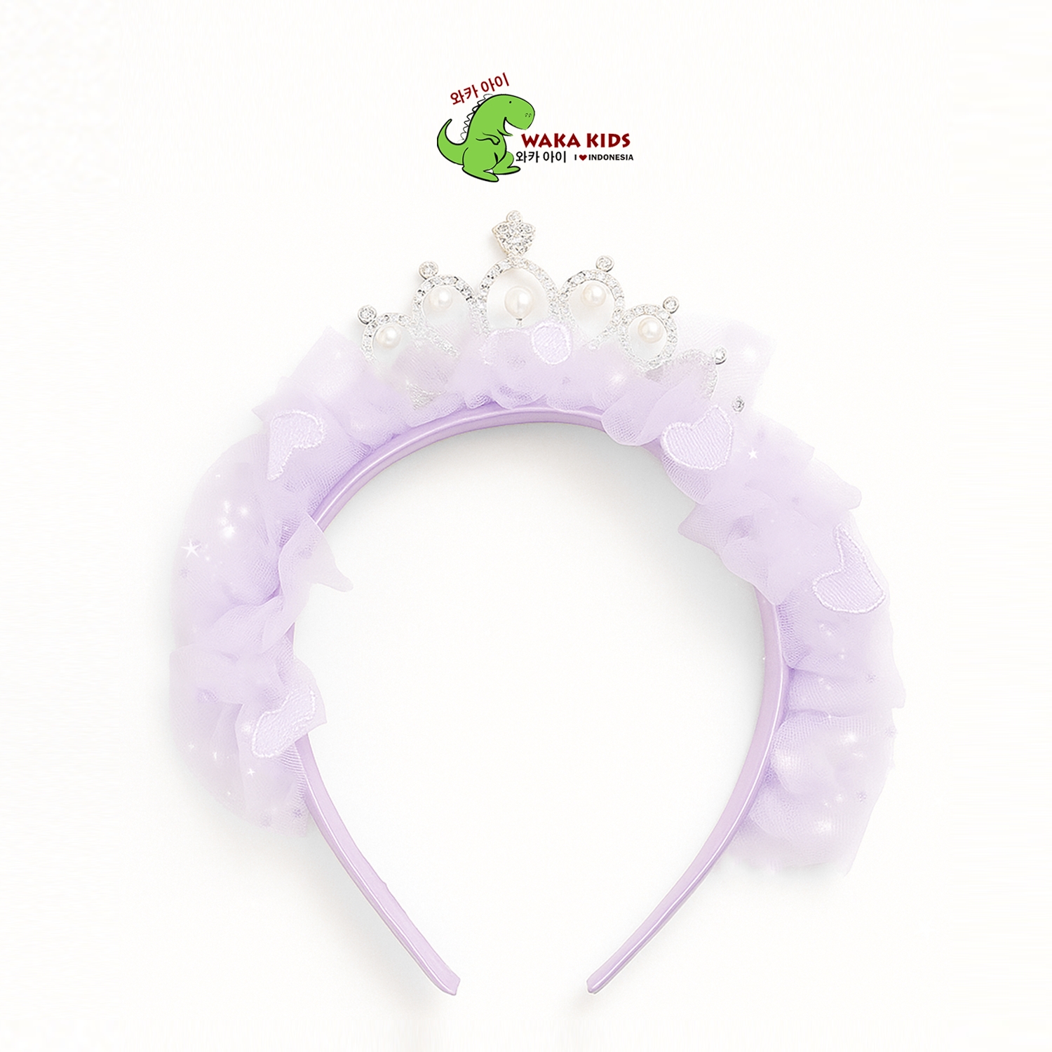 Wakakids Bando Princess Mahkota Anak Perempuan Renda Glitter Tulle Gaya Korea Venrz Ungu