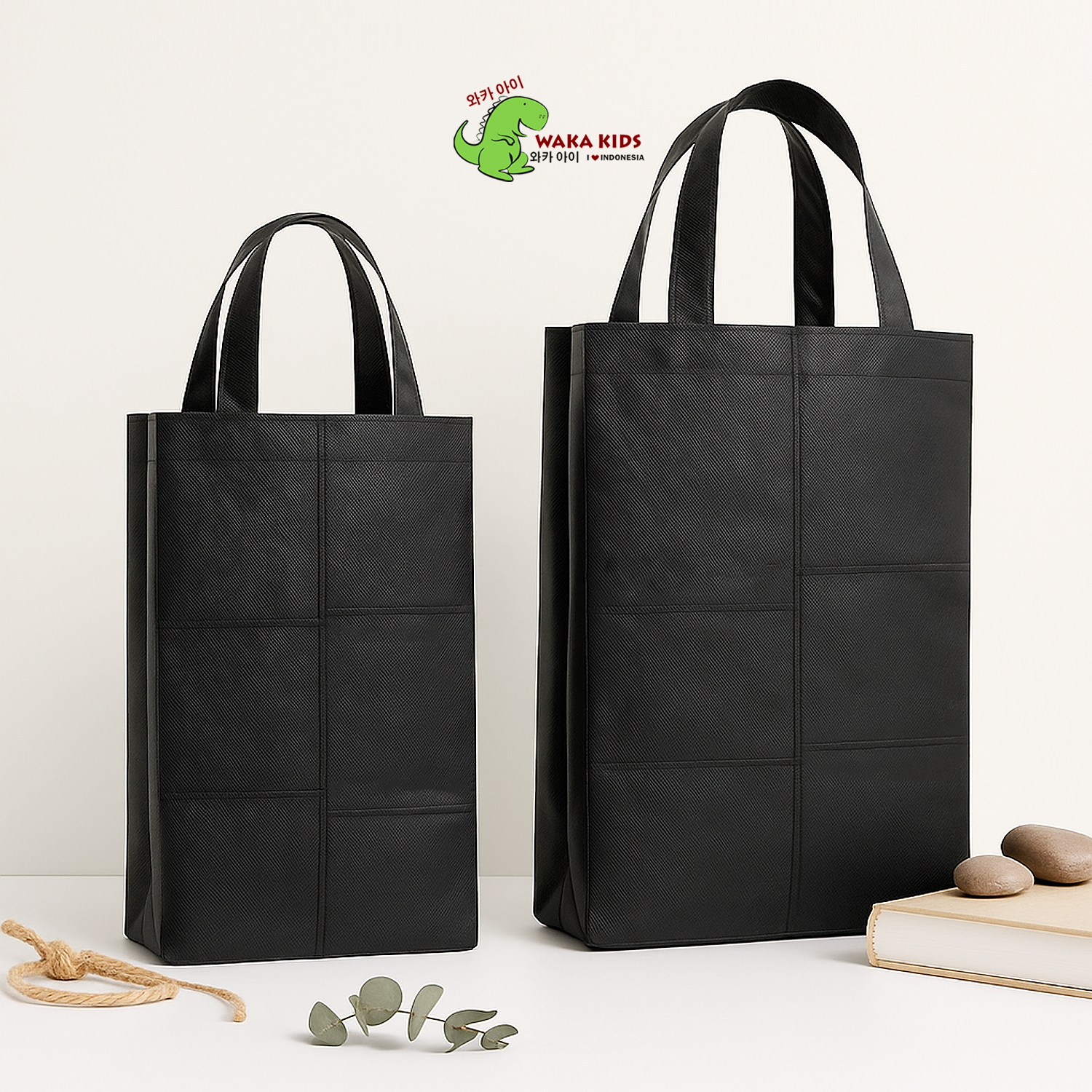 Wakakids Tas Jinjing Kain Spunbond Polos Goodie Bag Tote Bag Souvenir Hampers Kantong Belanja Venrc 