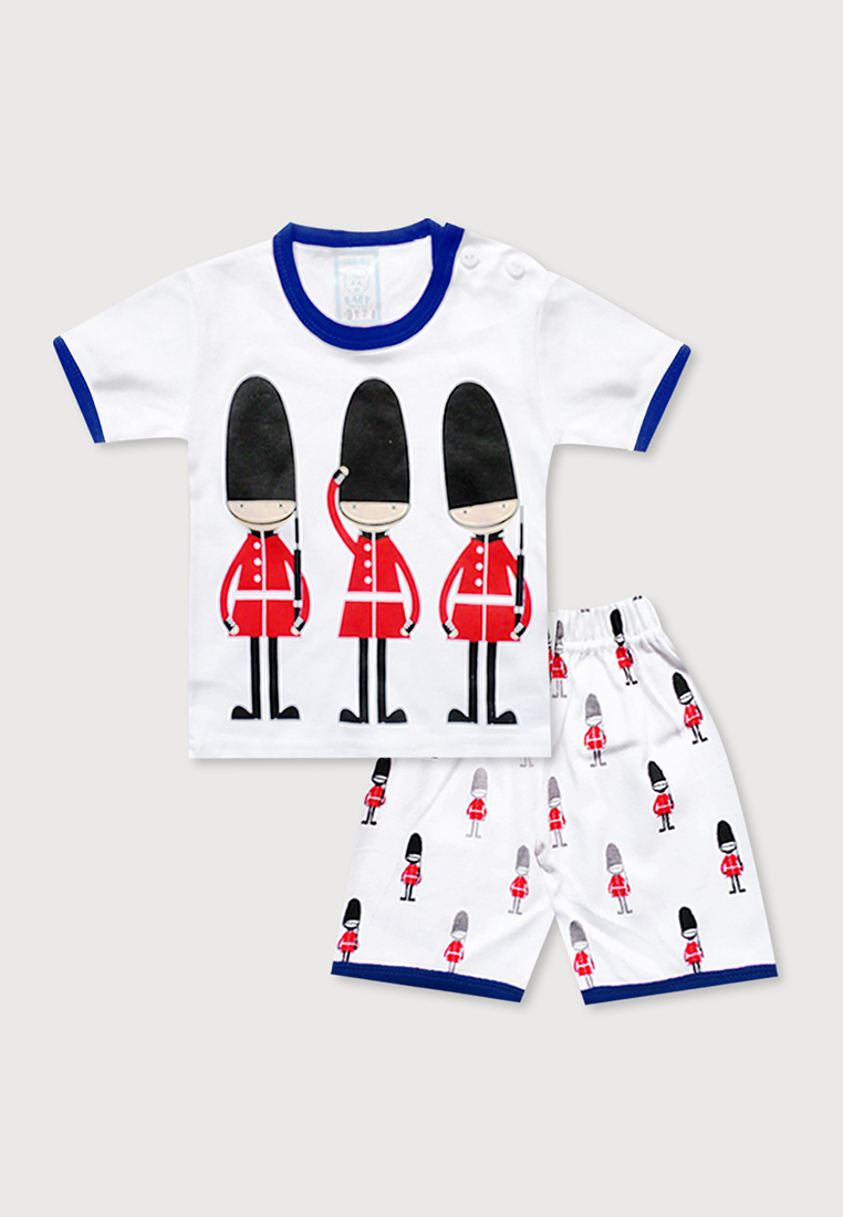 Wakakids Setelan Bayi Anak Laki Laki Usia 0 Bulan Hingga 6 Bulan Motif London Guards 3174 Biru