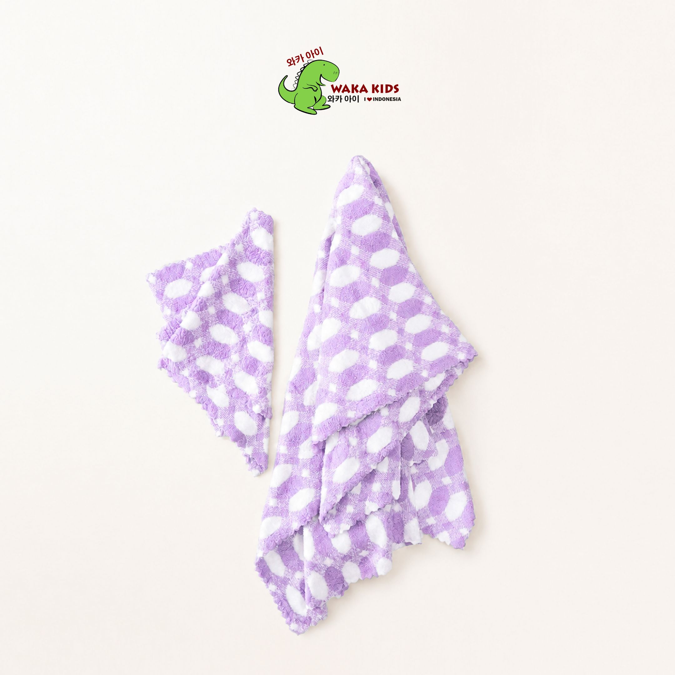 Wakakids Handuk Mandi Microfiber Set 2in1 Badan dan Wajah Bulu Halus Towel Gift Hampers Venrc Ungu