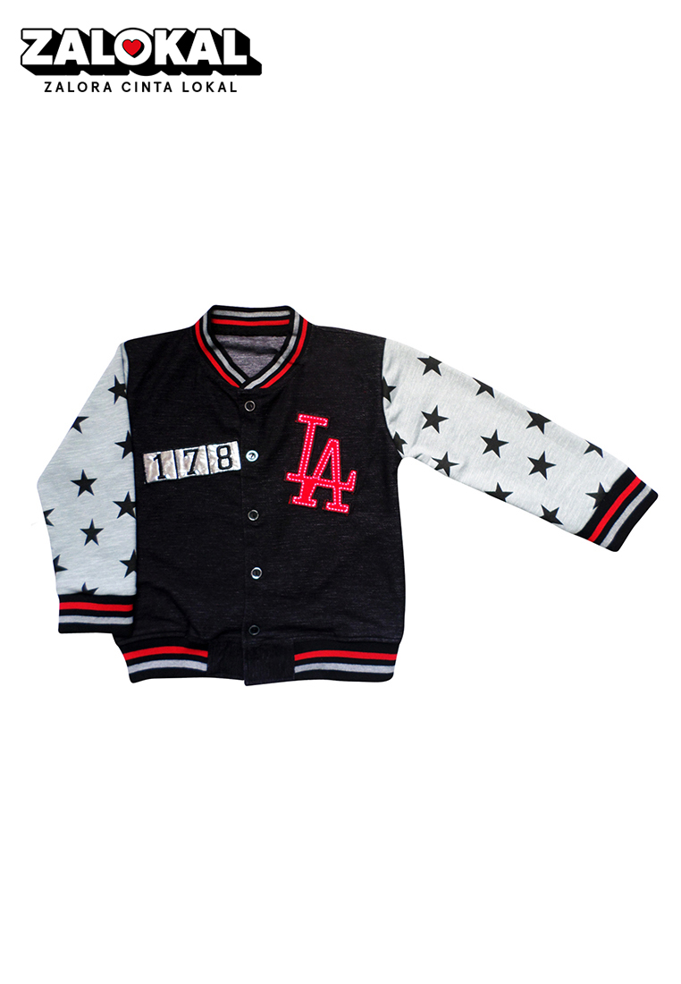 Wakakids Pakaian Bayi Anak Laki Laki Baju Atasan Jaket Varsity Motif LA Usia 6 Bulan Hingga 3 Tahun 