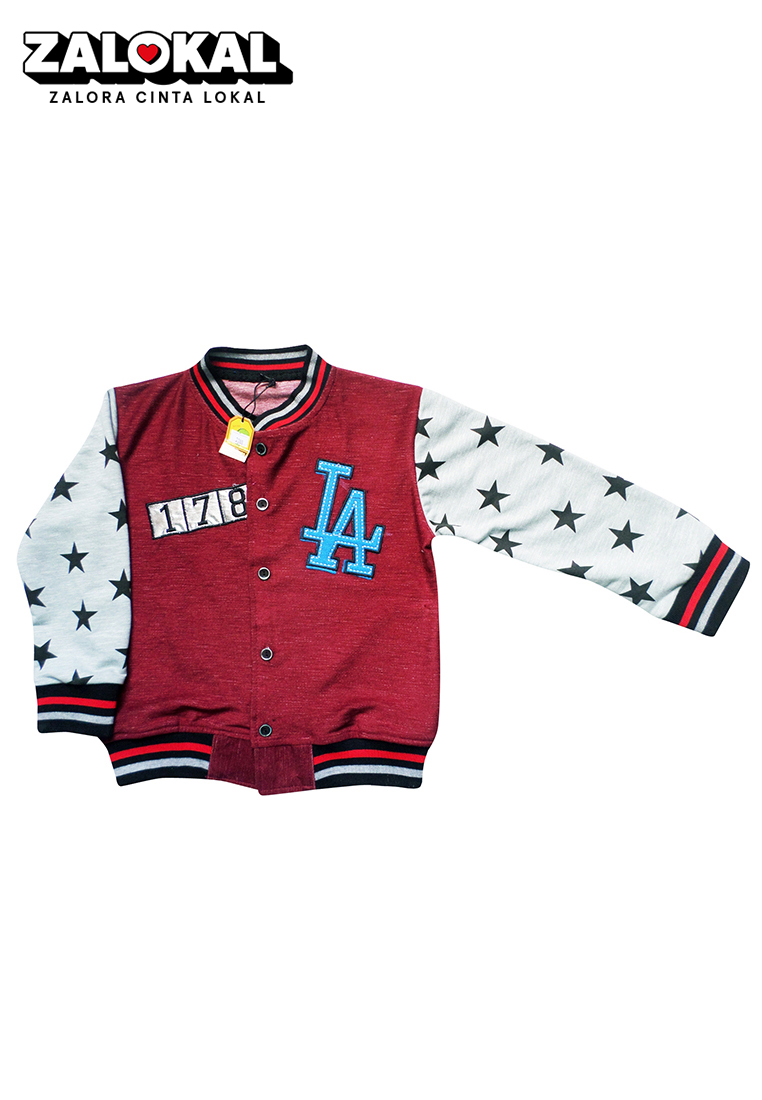 Wakakids Pakaian Bayi Anak Laki Laki Baju Atasan Jaket Varsity Motif LA Usia 6 Bulan Hingga 3 Tahun 