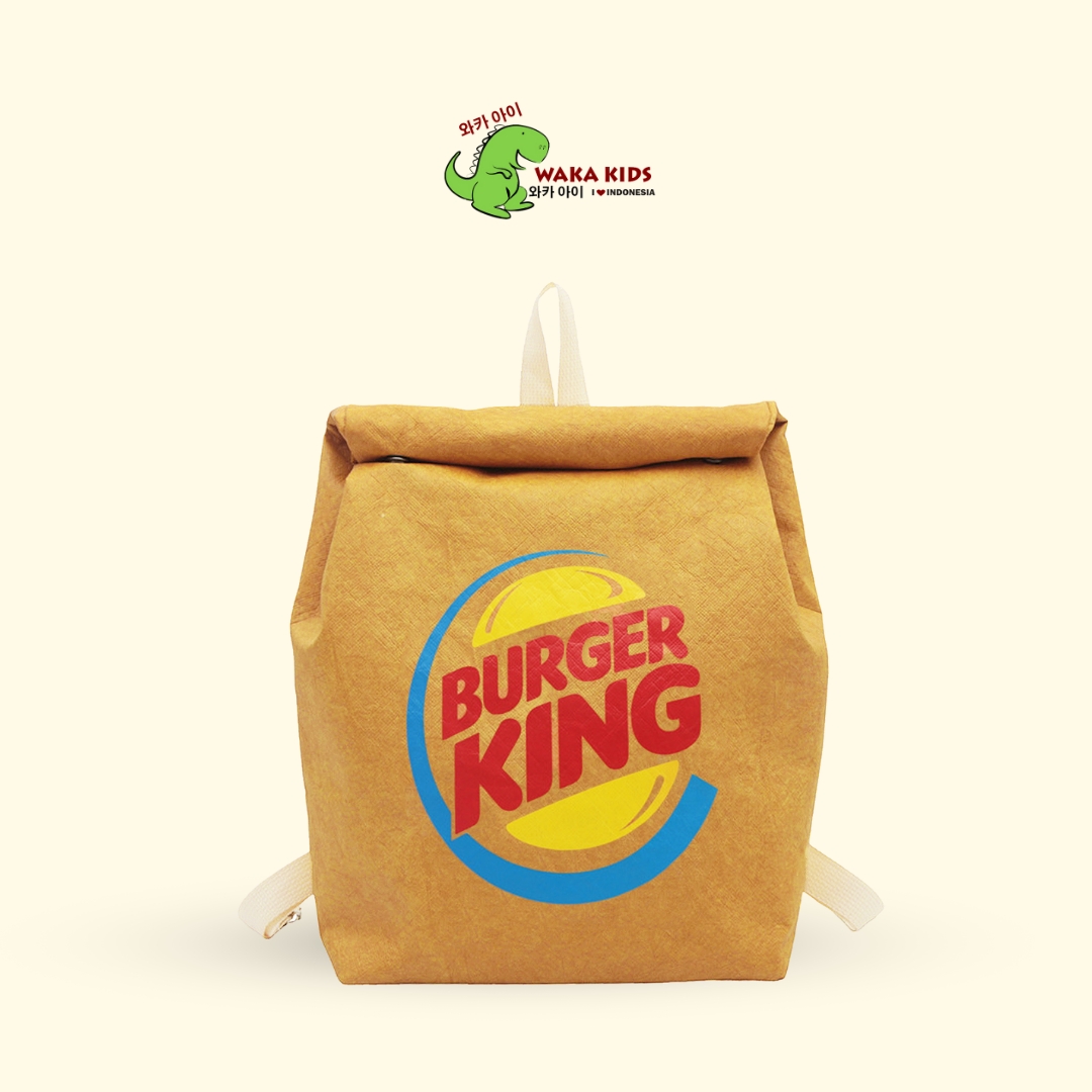 Wakakids Tas Ransel Backpack Bentuk Paper Bag Motif Unik Restoran Fast Food Burger King Venrc