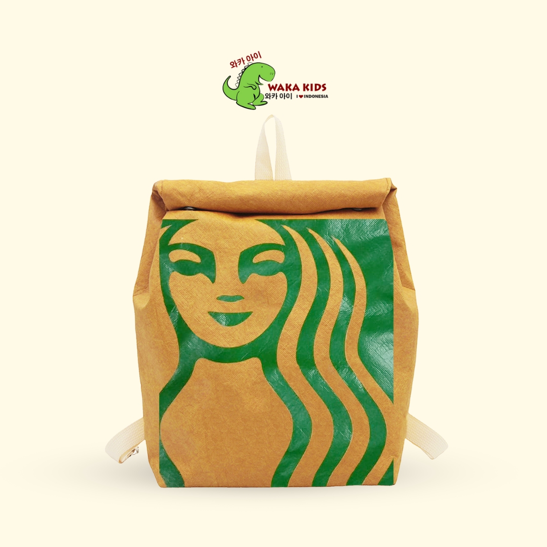 Wakakids Tas Ransel Backpack Bentuk Paper Bag Motif Unik Restoran Fast Food Starbucks Venrc
