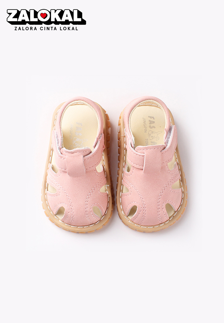 WAKAKIDS Sepatu Sandal Bayi Prewalker Anak Perempuan Bunyi Cit Cit Polos Import Venrz Pink