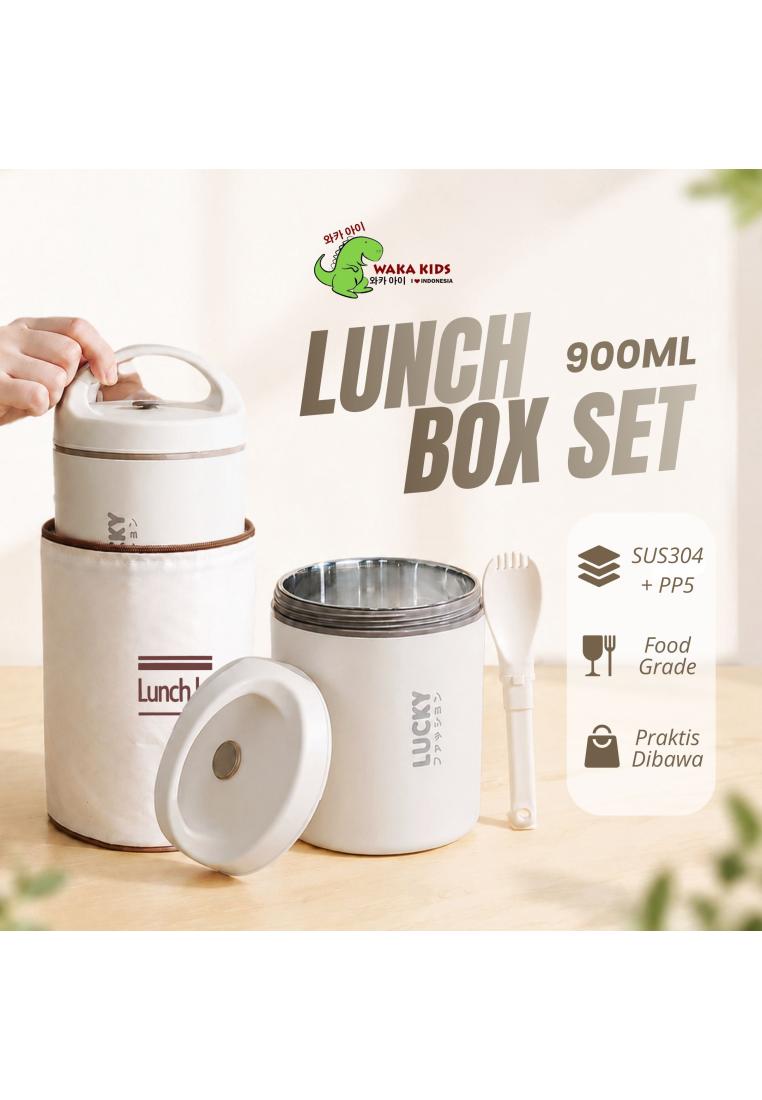 Wakakids Kotak Makan Bento Stainless Steel Lunch Box dengan Sendok dan Tas Kotak Bekal Food Grade Ve