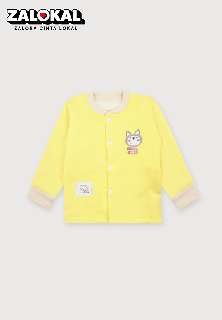 WAKAKIDS Jaket Bayi Fleece Atasan Sweater Kancing Cardigan Anak Import Tebal dan Lembut 4225 Kuning