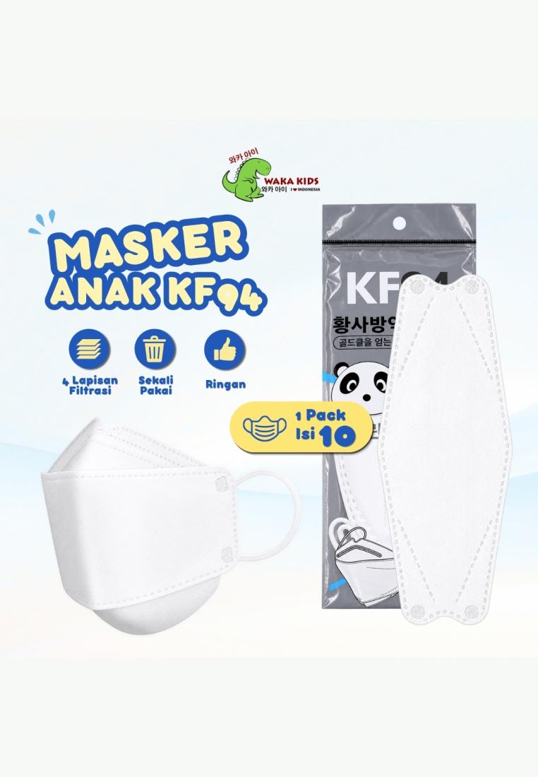 Wakakids Masker Anak KF94 Earloop 4ply Masker Non Medis Sekali Pakai Isi 10 Pcs Venrc Putih