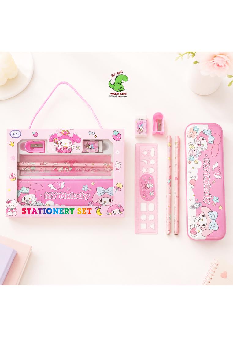 Wakakids Set Alat Tulis Anak 6in1 Stationery Perlengkapan Sekolah Kotak Pensil Karakter Sanrio My Me