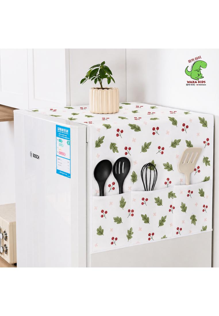 Wakakids Alas Taplak Kulkas Cover Penutup Atas Kulkas Anti Air dan Debu Motif Buah Cherry Venrc